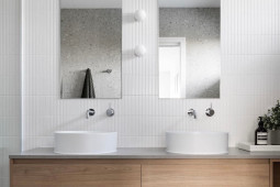 LL0214A TERRAZZO LOOK AND MOSAICS WHITE MATT TP0601A, VANITY DESIGN, BATHROOM TILES