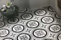D1503 200X200, PATTERN FLOOR TILE, DECOR TILES, FEATURE TILES, BLACK AND WHITE
