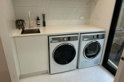 GW0805A HERRINGBONE WHITE MATT MOSAIC, TP0601A WHITE MATT MOSAICS, LAUNDRY DESIGN