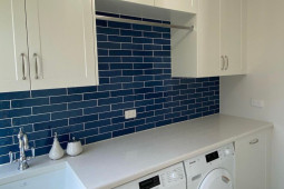 LD0801C 58X242, BLUE FEATURE TILE, LAUNDRY DESIGN, SUBWAY TILES