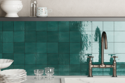 LD0802F 120X120, SEA GREEN TILES, SQUARE GLOSS, SHADE VARIATION, SPLASHBACK DESIGN