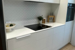 VJ0602B WHITE MATT FAN MOSAIC, FEATURE TILES, KITCHEN DESIGN